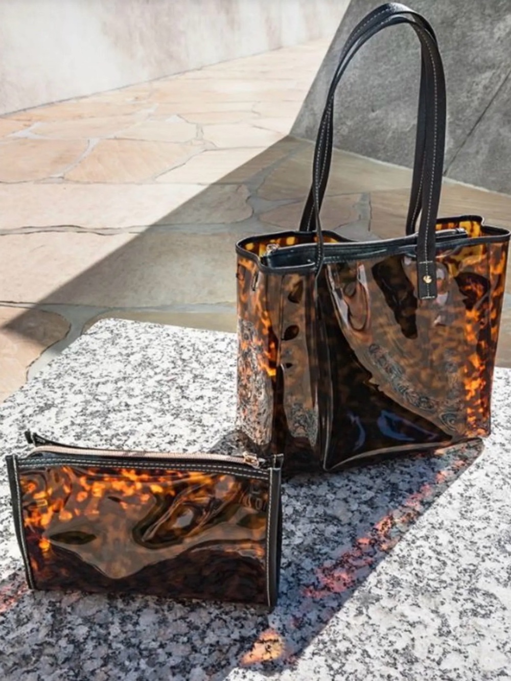 Stephanie Johnson Miami Clearly Tortoise Piper Tote/bag in bag - NWT - Picture 12 of 16